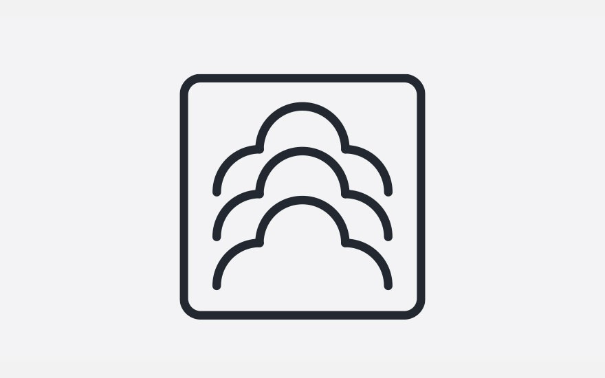 Icône noire : trois formes arrondies superposées dans un carré aux coins arrondis sur fond blanc.