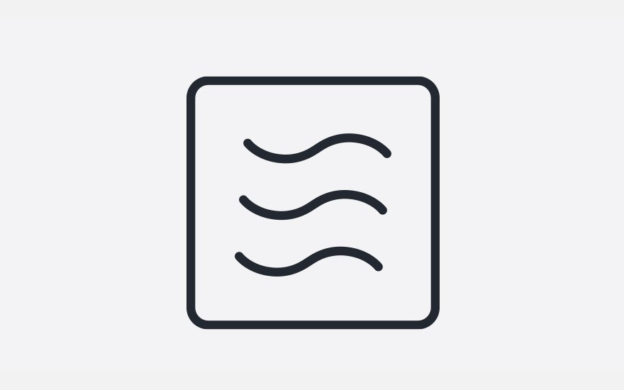 Black square outline with three wavy lines inside on a light gray background.