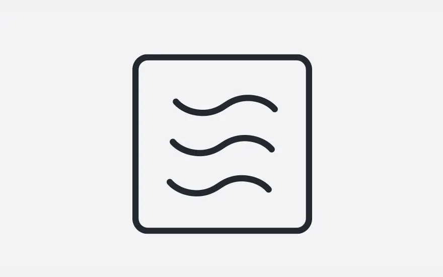 Black square outline with three wavy lines inside on a light gray background.