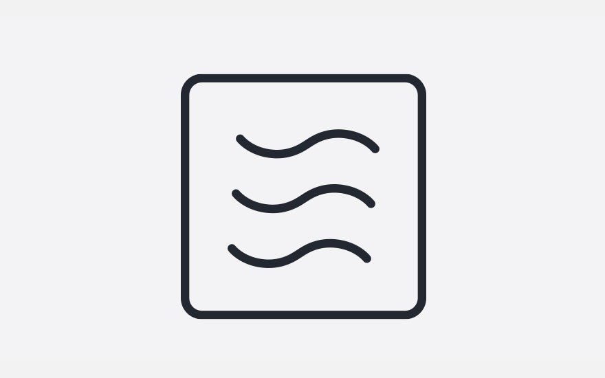 Icône : carré noir avec trois lignes ondulées noires, sur fond blanc.