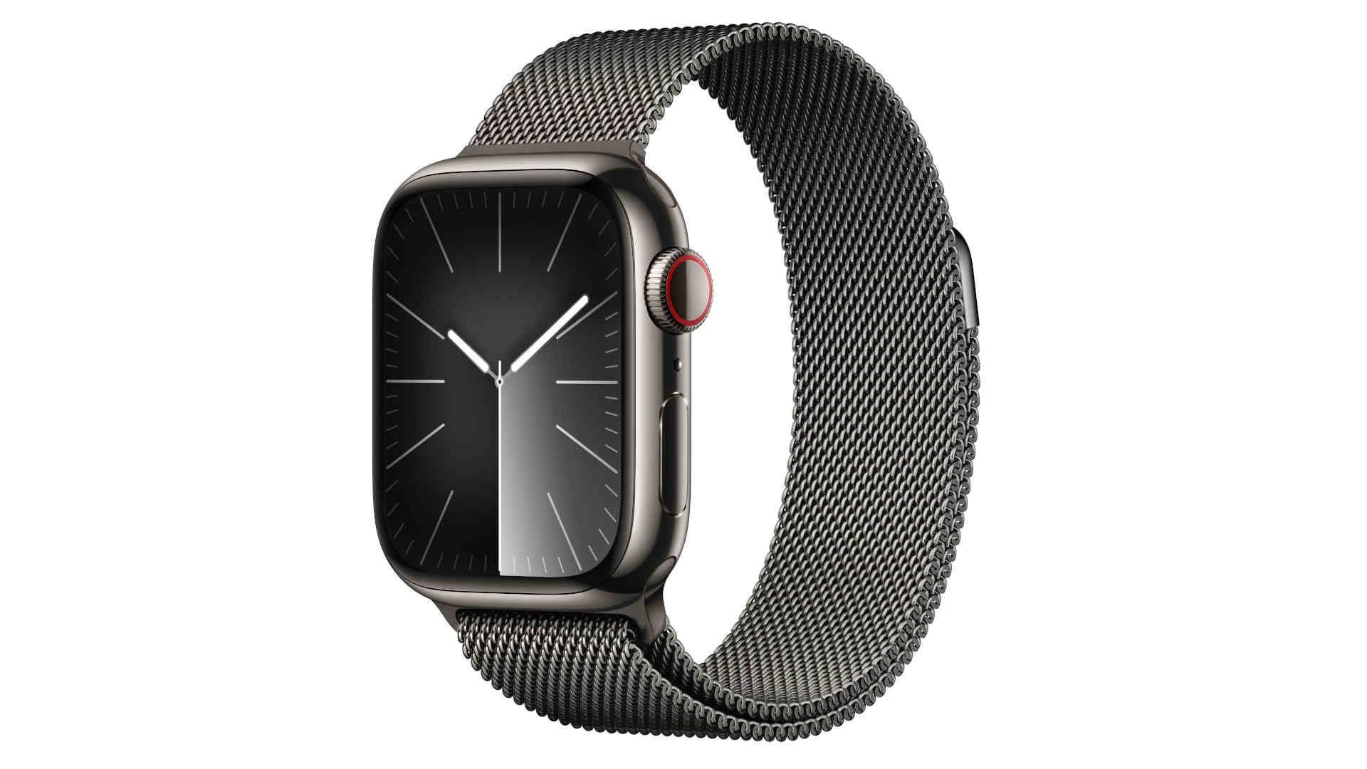 APPLE Watch Series 9 GPS + Cellular 41 mm Graphite Stainless Steel kast, Graphite Milanese Loop