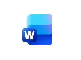 Logo de Microsoft Word : "W" blanc sur carré bleu, bandes bleues dégradées en arrière-plan.