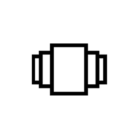 Zwarte pictogram van vijf rechthoeken van links naar rechts op een witte achtergrond.