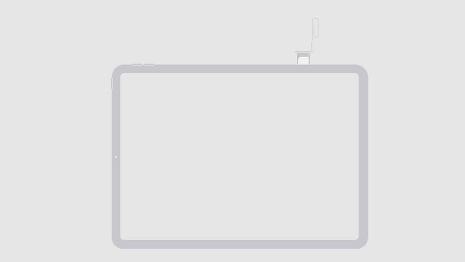 Tablette grise avec stylet sur fond blanc.