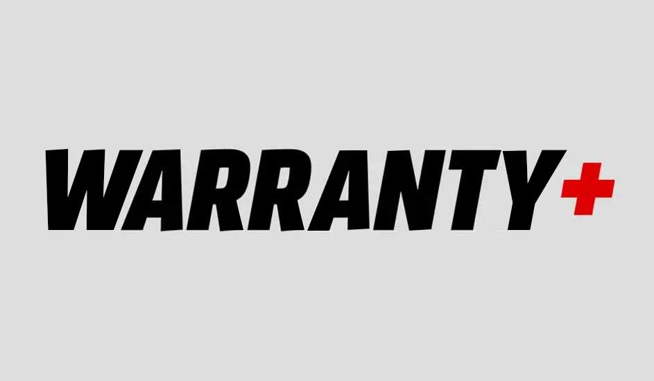 The image shows the word "GARANTIE+" in bold, black letters with a red plus sign on a gray background.