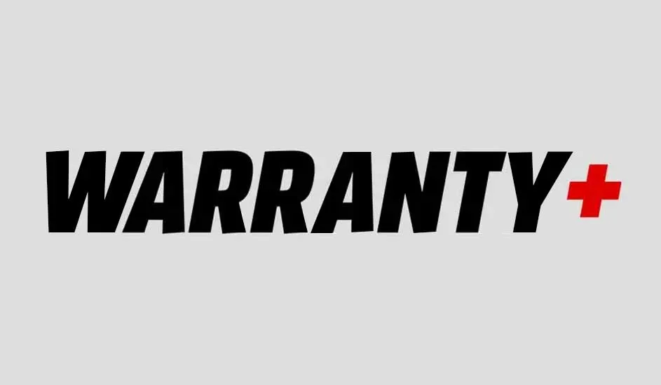 The image shows the word "GARANTIE+" in bold, black letters with a red plus sign on a gray background.