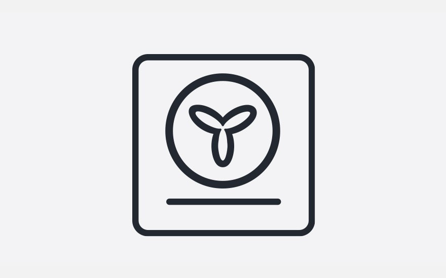 Een zwart-wit pictogram toont een ventilator in een vierkant met een lijn eronder, op een lichte achtergrond.