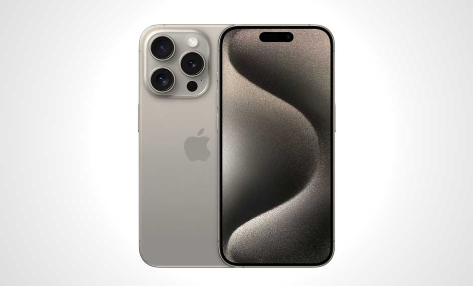Voici deux iPhones argentés sur un fond blanc. L'un montre un écran noir et l'autre un boîtier avec quatre lentilles.