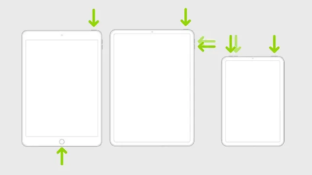 Trois tablettes blanches sur fond gris, flèches vertes indiquant les dimensions.