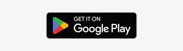 Black "Get it on Google Play" badge with a multicolored play icon on a white background.
