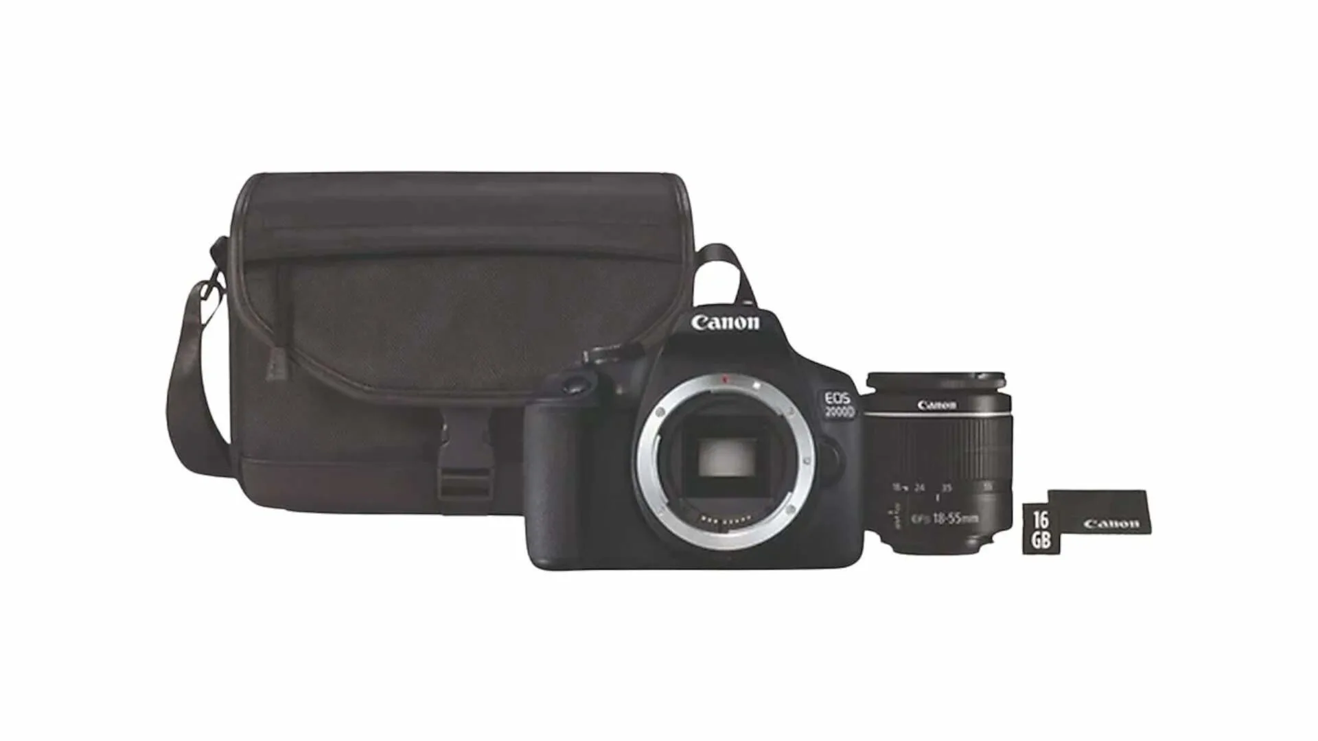 CANON Reflexcamera EOS 2000D + EF-S 18-55mm + SB130 Schoudertas + 16 GB SD kaart (2728C054AA) 