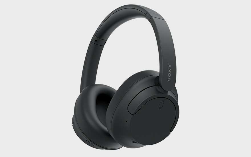 Zwarte Sony-koptelefoon met afgeronde oorschelpen en brede hoofdband, minimalistisch vormgegeven voor dagelijks gebruik.