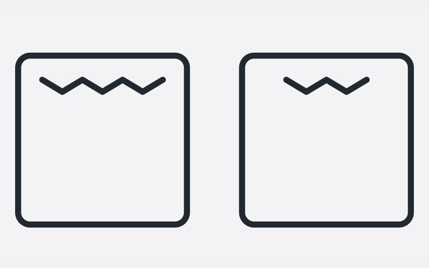 Deux icônes noires de four avec des lignes en zigzag sur fond blanc.