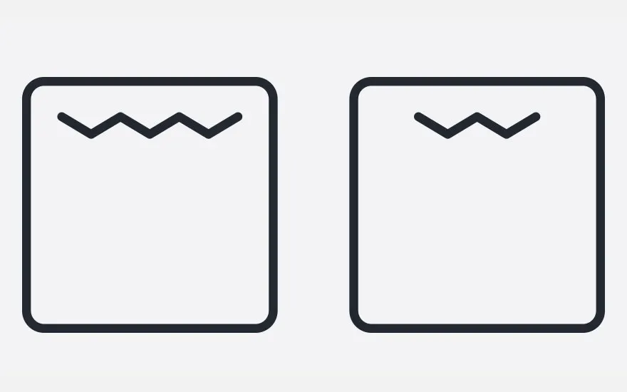Deux icônes noires de four avec des lignes en zigzag sur fond blanc.