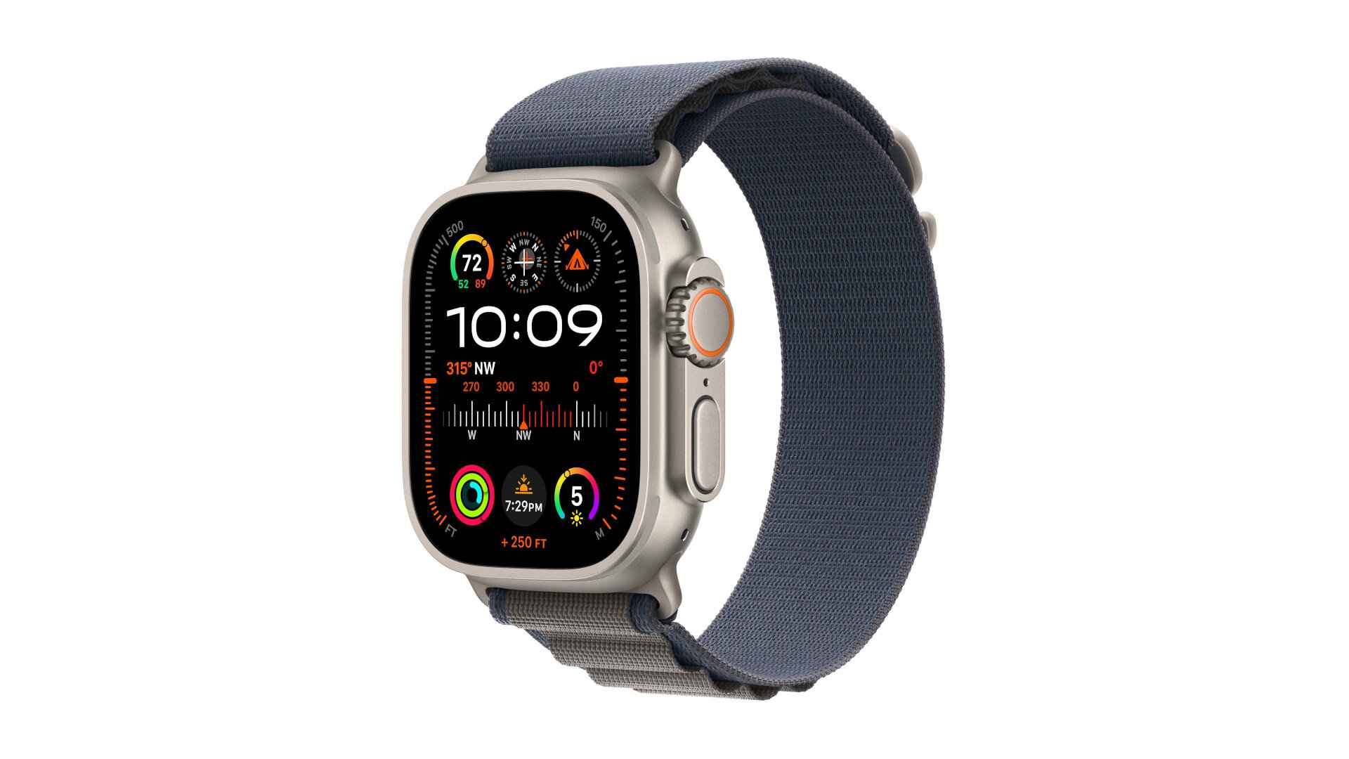 APPLE Watch Ultra 2 49 mm Titanium kast, Blue Alpine Loop