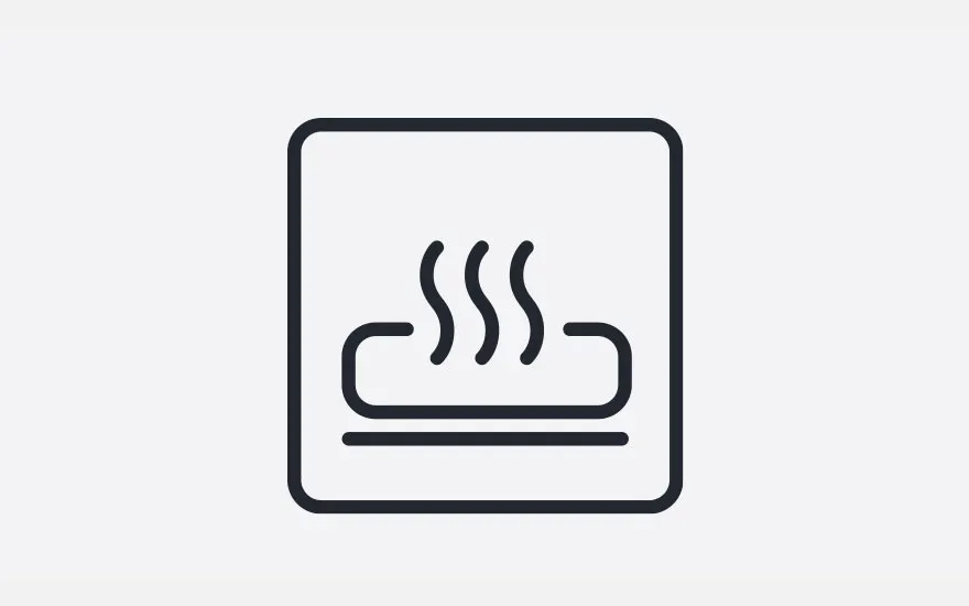 Black icon on light background: square with rounded corners. Inside, a line, then a curved shape with three wavy lines above.