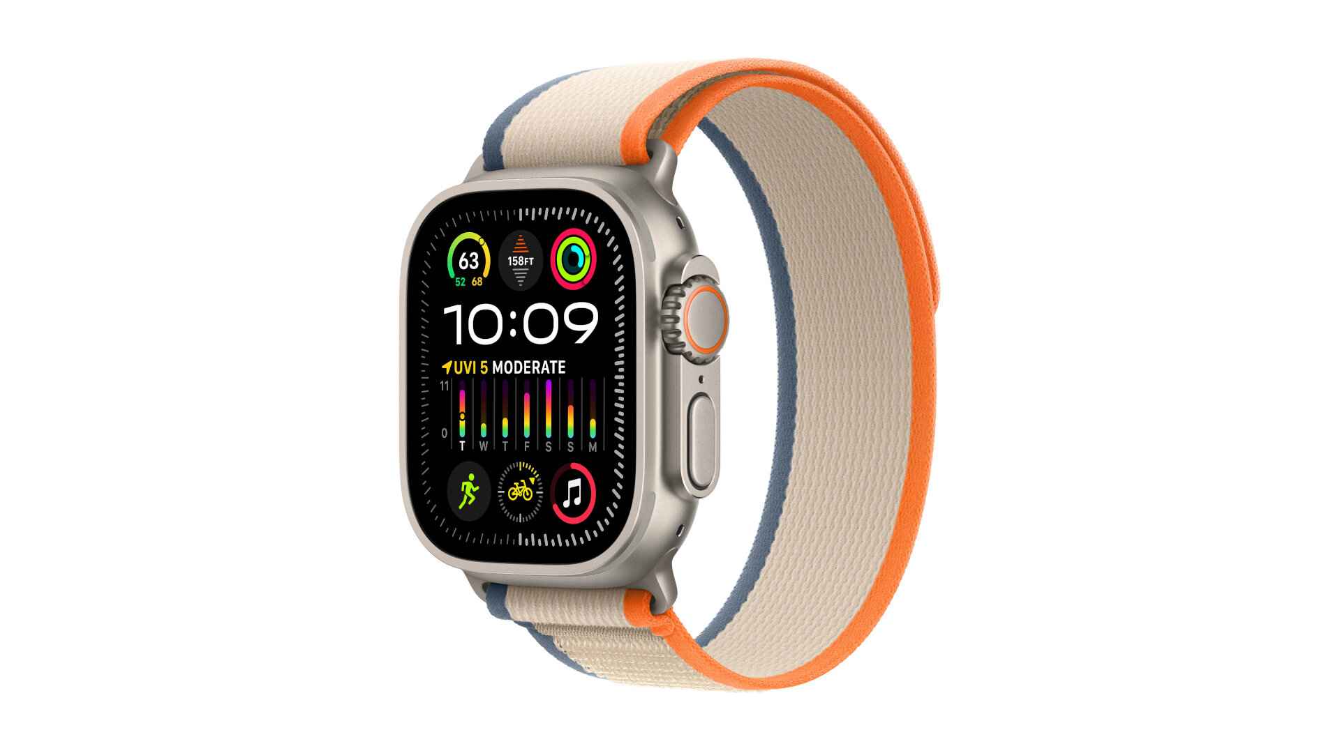 APPLE Watch Ultra 2 49 mm Titanium kast, Orange/Beige Trail Loop