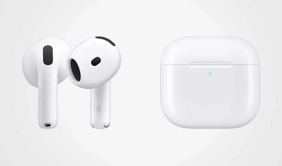 Profil sur fond noir : un écouteur blanc dans l'oreille, éclairé, avec un col de chemise sombre visible.