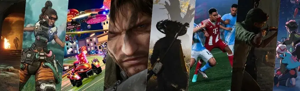 Une sélection de personnages et scènes issus des plus grands jeux vidéo prévus pour 2025, entre action, sport et aventure.