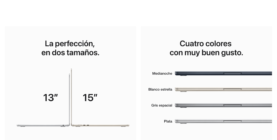 Dos computadoras portátiles en plata y oro y cuatro portátiles en azul, blanco, gris y plata.