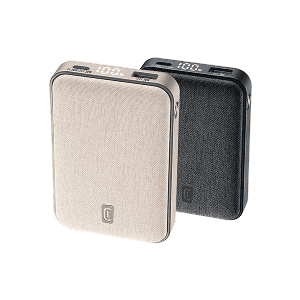 Dos power banks, una de color bronce y la otra de color negro.