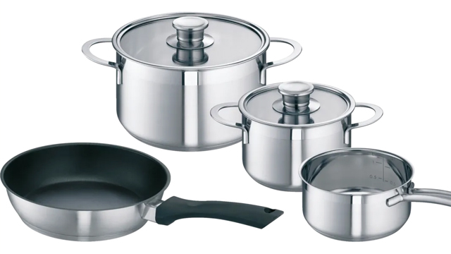 Batería de cocina de cuatro piezas apta para placas de inducción