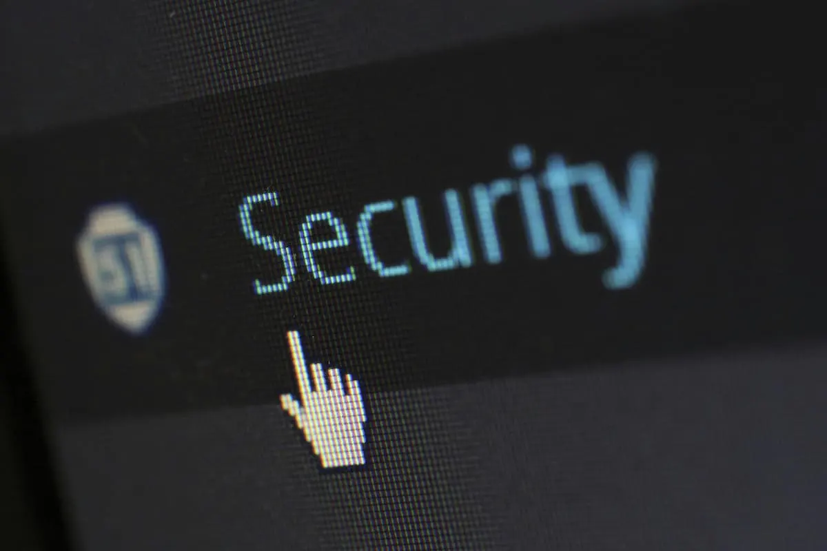 Pantalla con cursor sobre la palabra Security