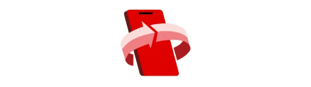 Un móvil rojo está envuelto por una flecha curva que indica rotación. El fondo es blanco.