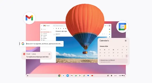 Pantalla de ordenador con varios programas abiertos y una imagen de un globo en el medio.