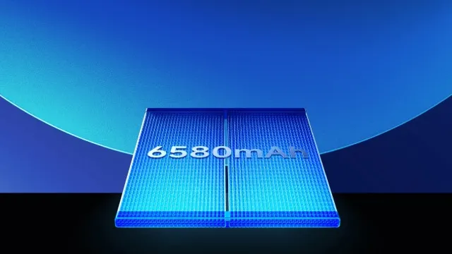 batería iluminada de azul con "6580mAh" escrito