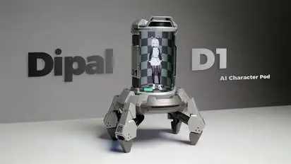 Pod Dipal D1 con personaje 3D dentro de un cilindro futurista.