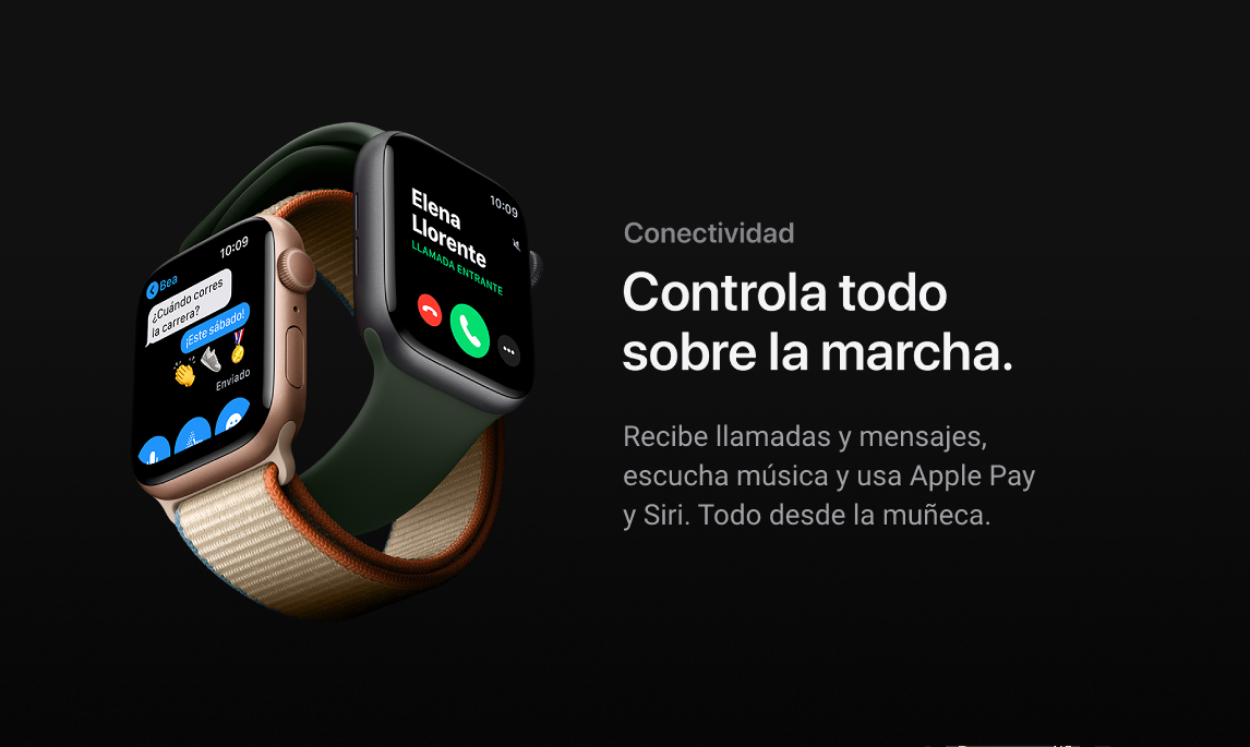 Apple Watch Series 6, GPS+CELL, 44 mm, Caja de Acero inoxidable en oro,  Correa deportiva verde chipre