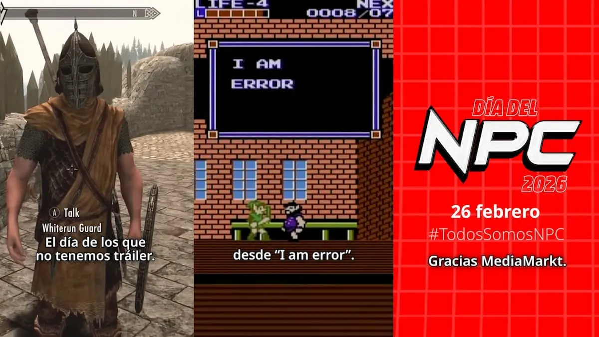 Collage de NPC míticos y pantalla “I AM ERROR” junto al claim gráfico de Día del NPC 2026.