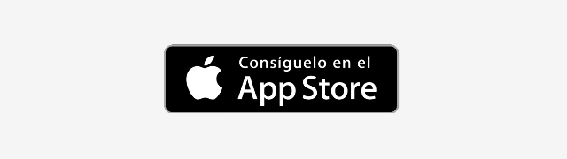 Botón rectangular negro con texto blanco "Consíguelo en el App Store" y un logo blanco de Apple.