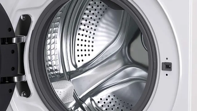 Tambor de lavadora de carga frontal abierto.