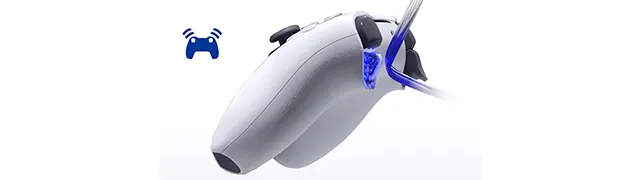 Mando Inalámbrico Dual Sense de Sony en un fondo blanco mostrando los gatillos