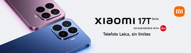 Smartphones Xiaomi 17T Series en colores azul y rosa con cámaras Leica y mensaje “Telefoto Leica, sin límites