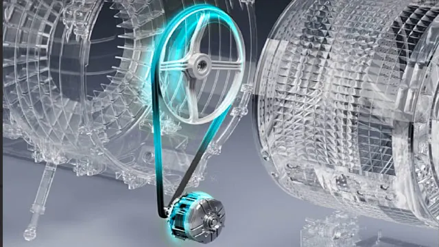 Diagrama del motor por correa iluminada en lavadora.