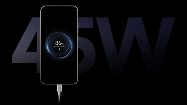 Móvil cargando con "45 W" escrito detrás