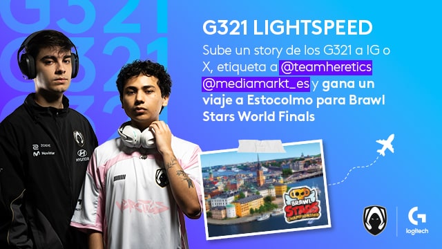 Sube tu foto con los nuevos auriculares G321 a X o Instagram con #G321BrawlStars y entra en el sorteo de un viaje a Estocolmo para vivir las Brawl Stars World Finals.