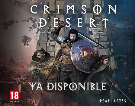 Portada oficial de Crimson Desert de Pearl Abyss con guerreros medievales en combate
