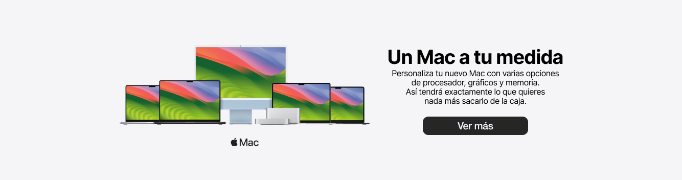 Un Mac a tu medida. Personaliza tu Mac con varias opciones de procesador, gráficos y memoria. Así tendrá exactamente lo que quieres nada más sacarlo de la caja.