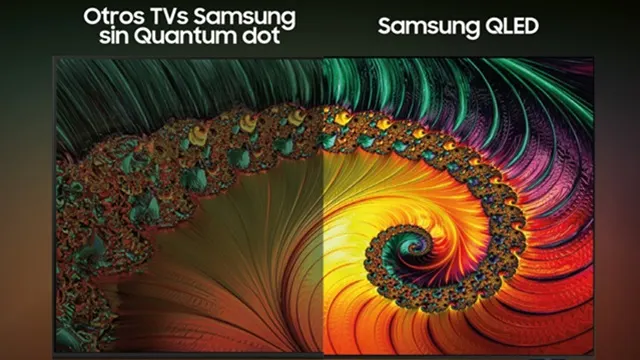 Pantalla dividida de televisor compara la calidad de color entre Samsung QLED y televisores sin Quantum Dot.