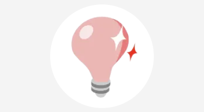 Bombilla rosa con base gris sobre fondo blanco, mostrando un brillo estelar rojo.