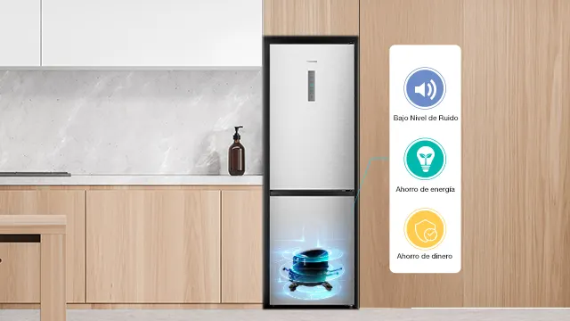 Frigorífico de hisense con un icono del motor.