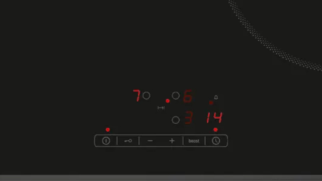 Detalle del control táctil, con la zona gigante seleccionada para funcionar en el nivel 7, durante 14 minutos