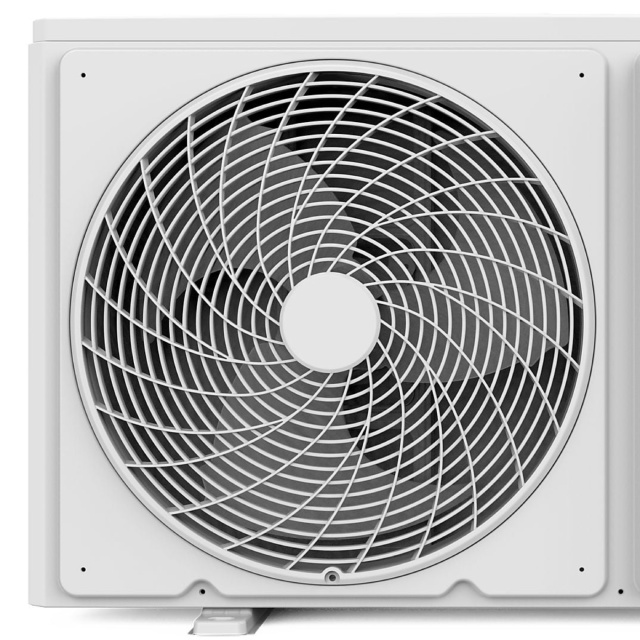 Visión en zoom del ventilador del aire acondicionado.