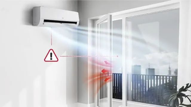 Aire acondicionado LG detectando una ventana abierta y ajustando el consumo para ahorrar energía.