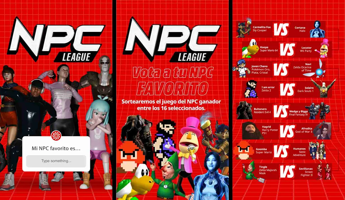 Imagen de la "NPC League", un torneo para votar por el NPC favorito con enfrentamientos entre personajes icónicos de videojuegos.