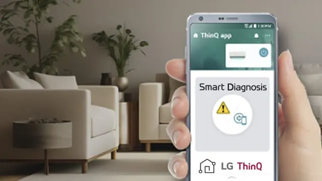 Diagnóstico remoto del aire acondicionado LG desde el móvil mediante la función Smart Diagnosis en la app LG ThinQ.